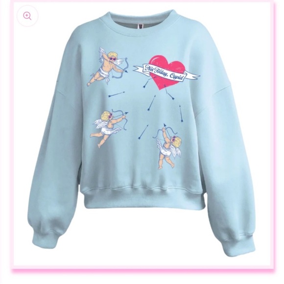 Living Fully Co. Tops - Living Fully Co. by Mallory Ervin Light Blue "Not Today Cupid" Sweatshirt, Med
